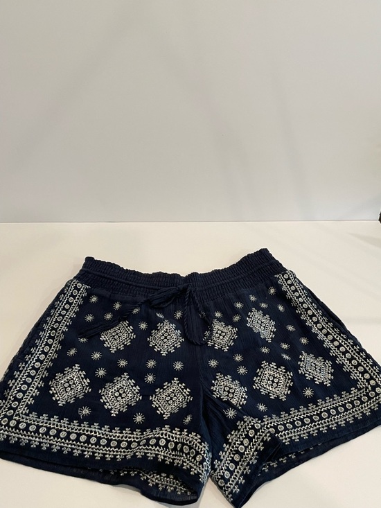 J. Crew Pants - J. Crew Navy Blue Gauze Lined Shorts Embroidered Silver On Blue Size XXS.